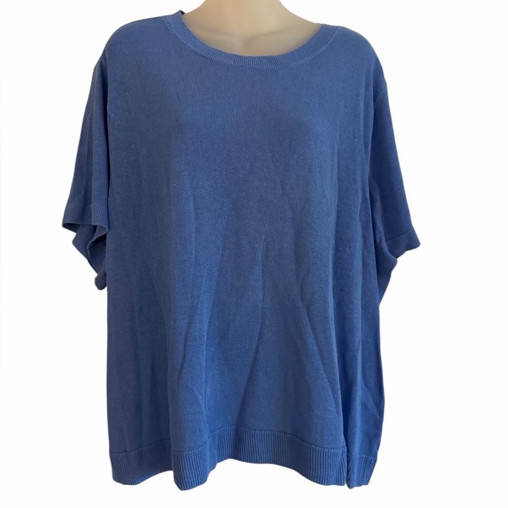 NWT Nordstrom Halogen Blue Short Sleeve Crew Neck Sweater Plus Size 3X. Linen